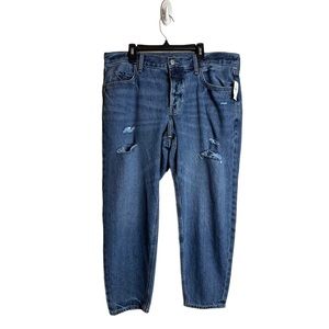 Old Navy NWT High Rise Slouchy Taper Distressed Blue Jeans Women’s Size 10